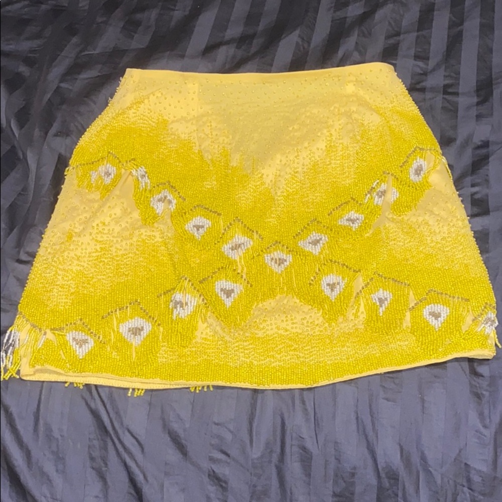 NBD! Beaded Yellow Mini Skirt. Size Xs! Revolve